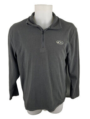 Drake Men Large Gray 1/4 Zip Fleece Pullover Jacket Outdoor Casual